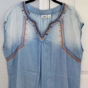 Denim Sleeveless Ombre XL Cato Brand wore once.Gold Trim